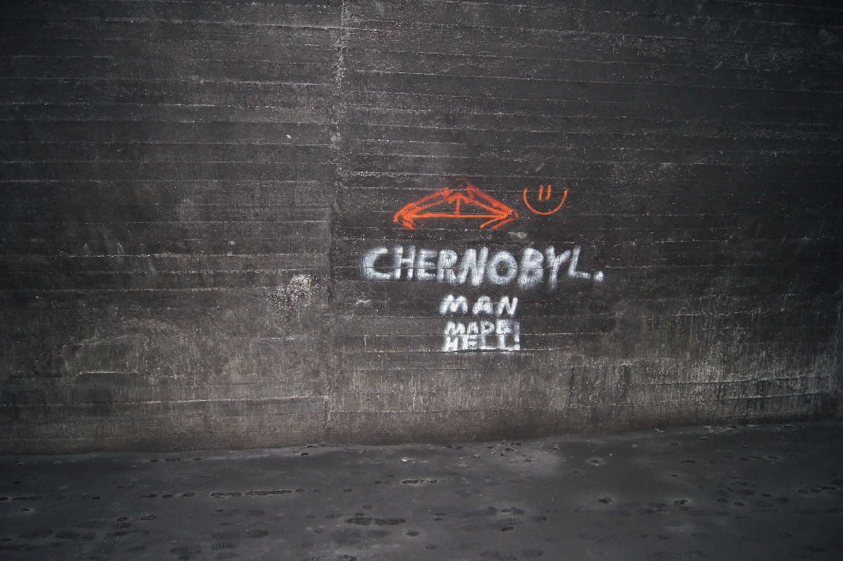 Inside the tunnel. Chernobyl man. Astangu Military Base.