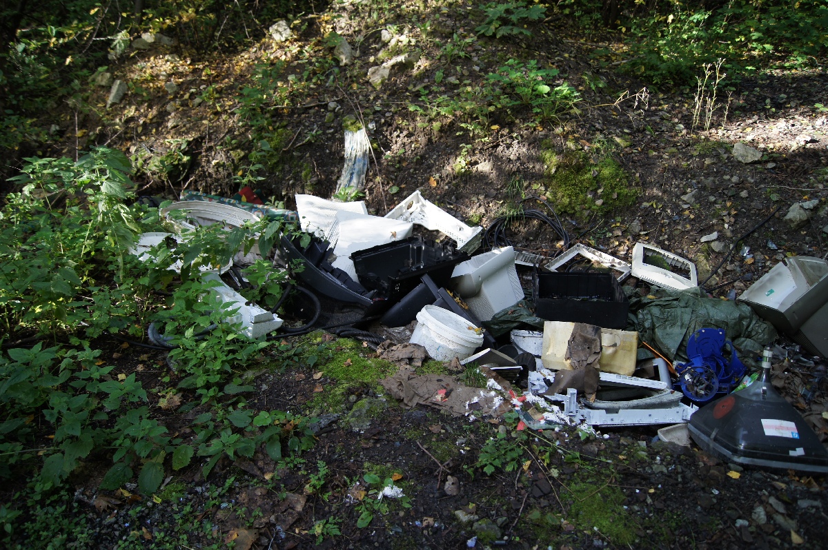 Куча офисного мусора посреди леса. Военная база Астангу.
