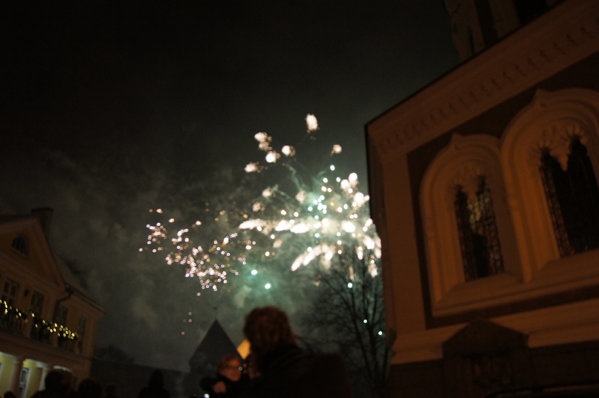 Firework. New year 2012, Tallinn, old town.