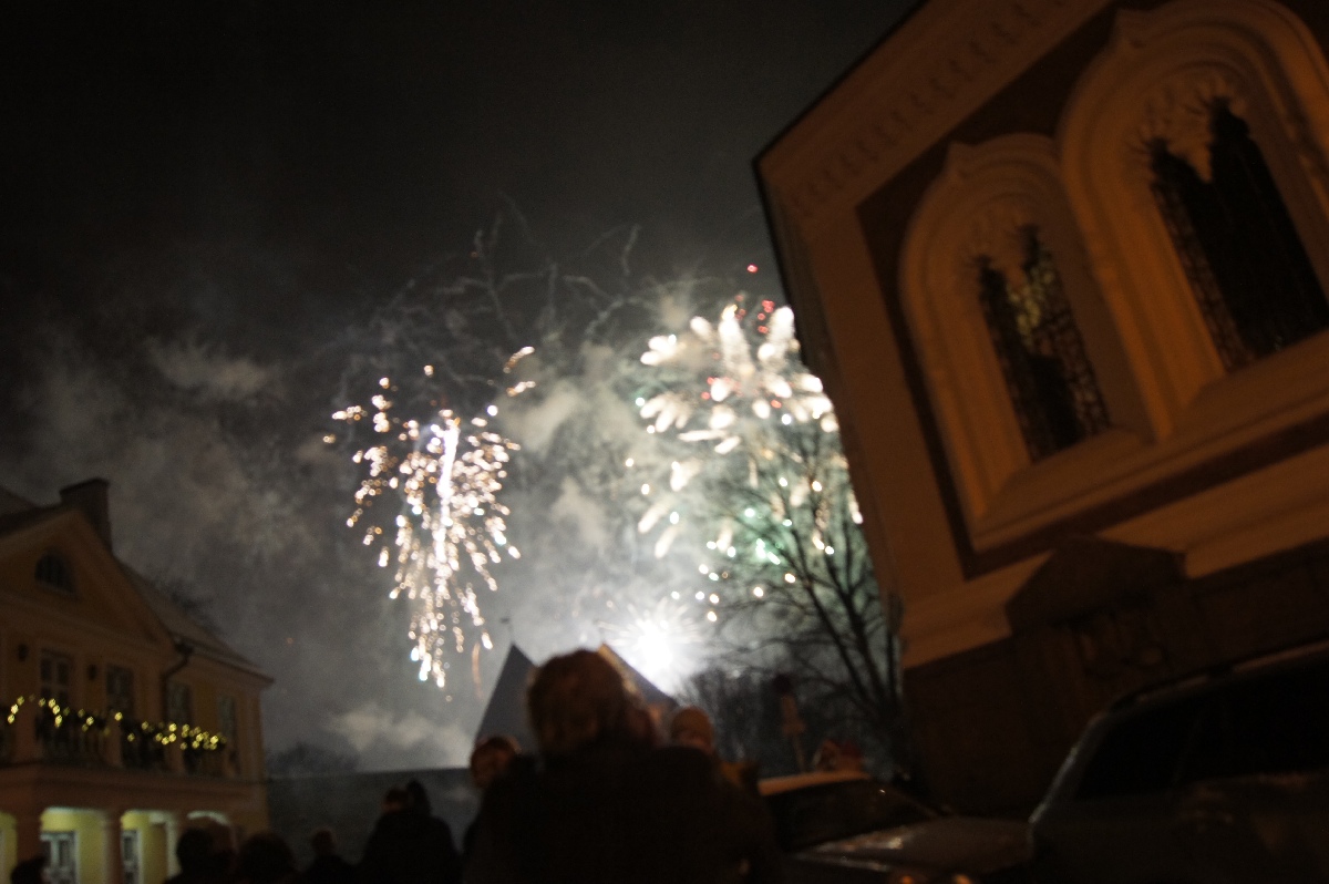 Firework. New year 2012, Tallinn, old town.