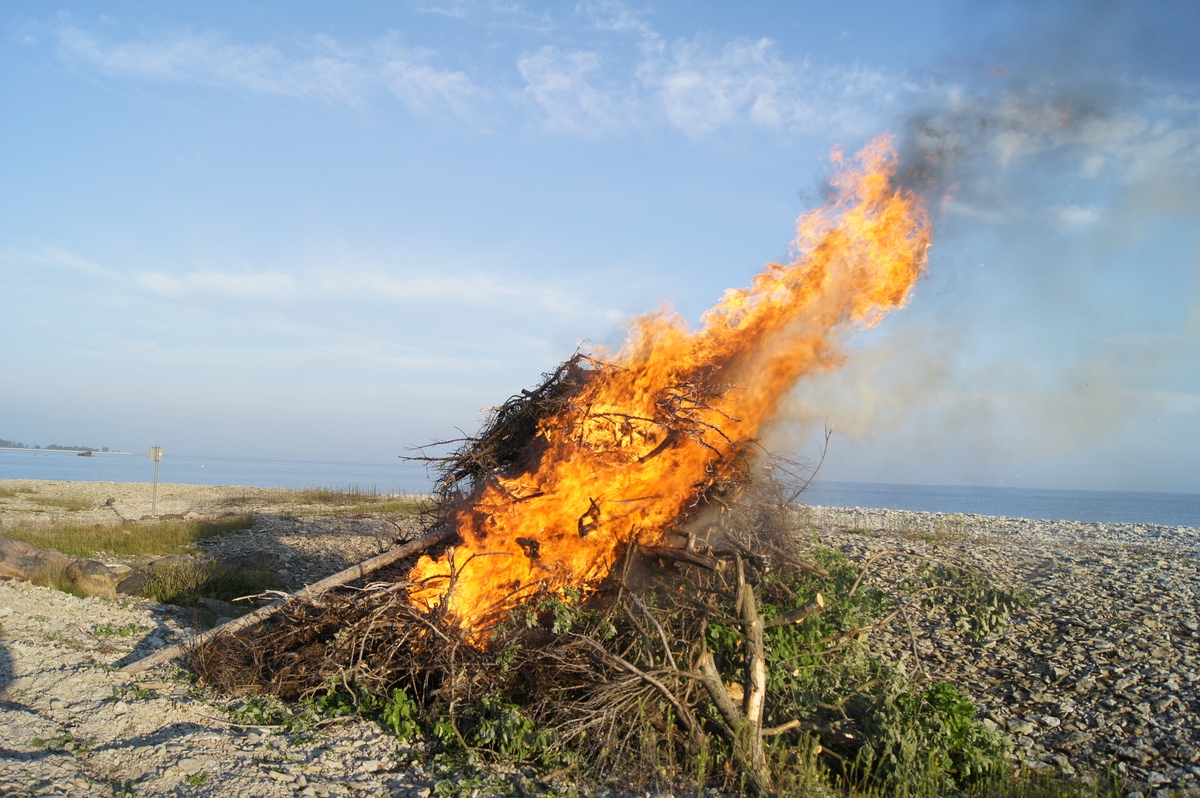Bonfire. Midsummer day in Osmussaar island.