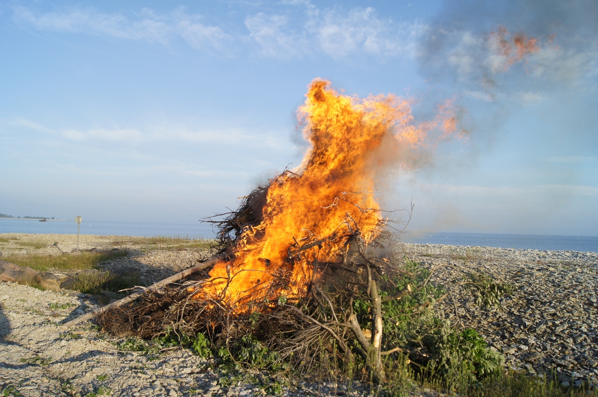 Bonfire. Midsummer day in Osmussaar island.