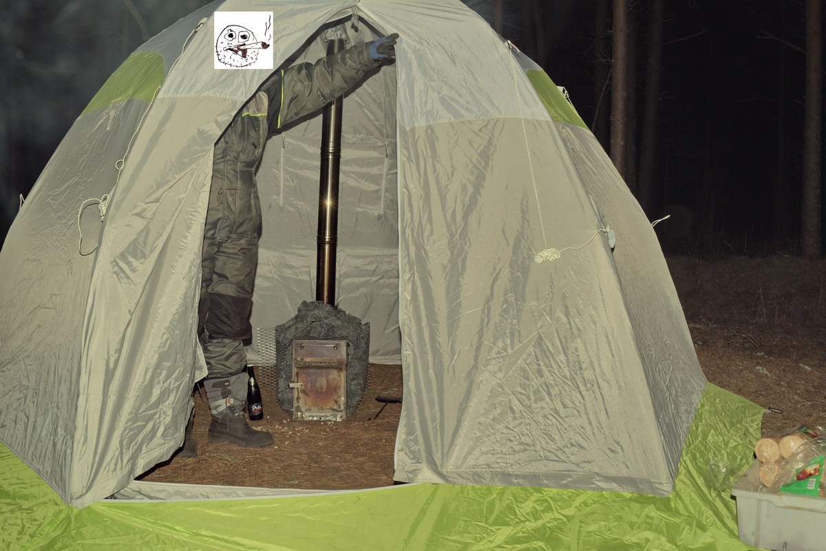 Палатка-баня LOTOS 5 Heat Valve. Новый год на природе, Палдиски.