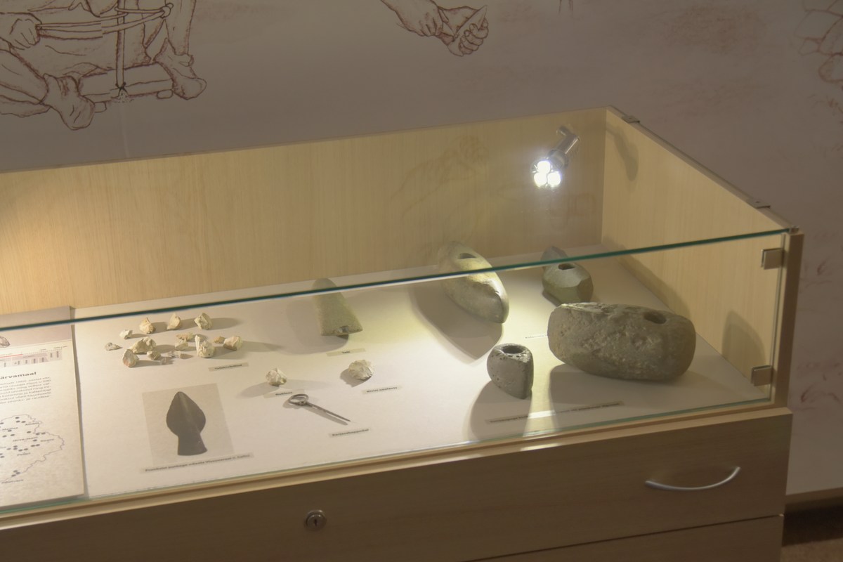 Каменные орудия. Музей Ярвамаа.